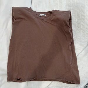 Zara Small Dark Mink Shoulder Pad Shirt